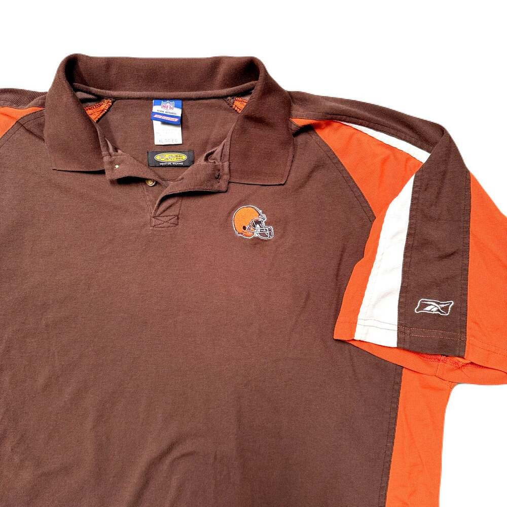 VTG NFL Cleveland Browns Reebok Men's Polo Sz XL Shirt Brown Orange PlayDry